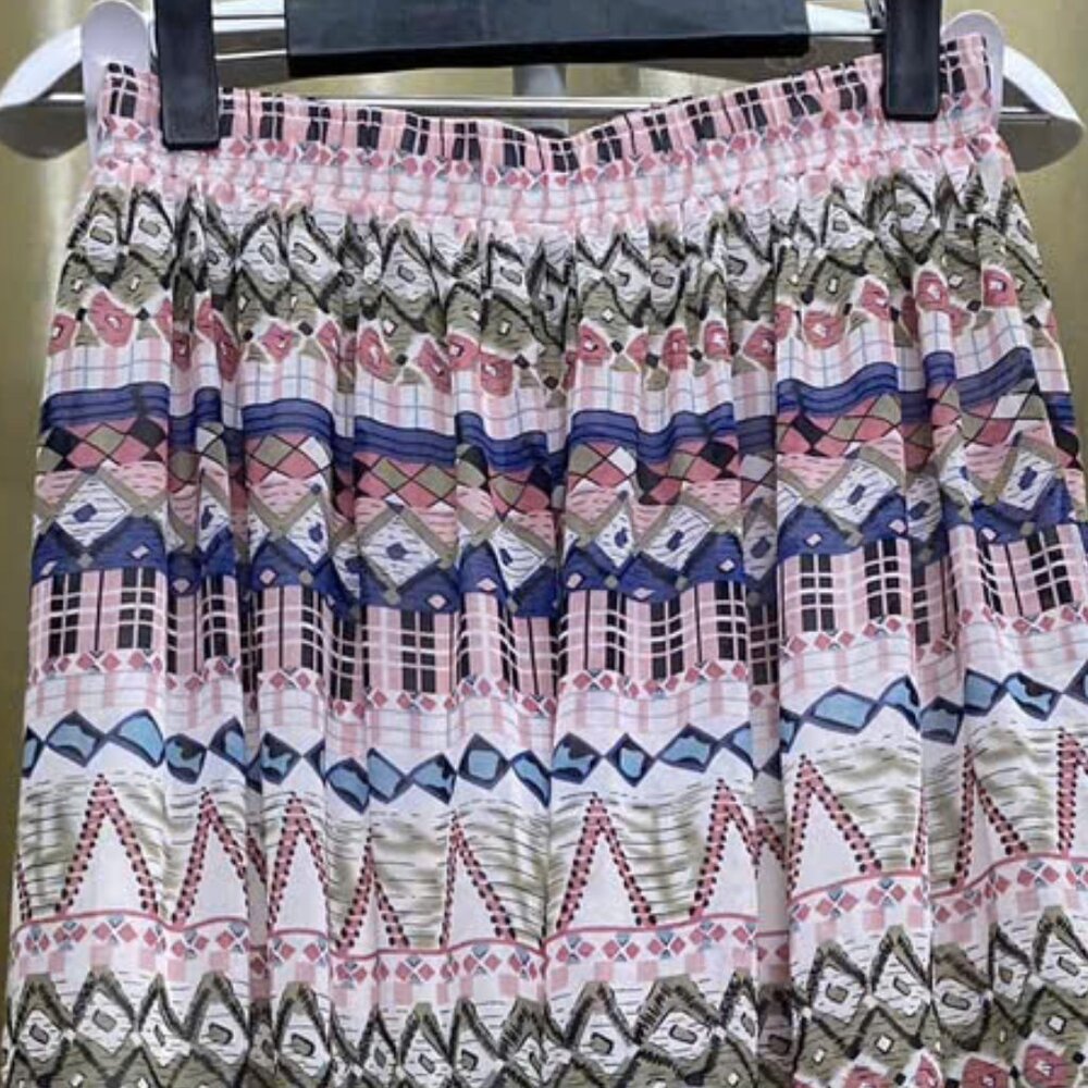 Tribal Print Elastic Waist Midi Skirt - Picture 2 of 3